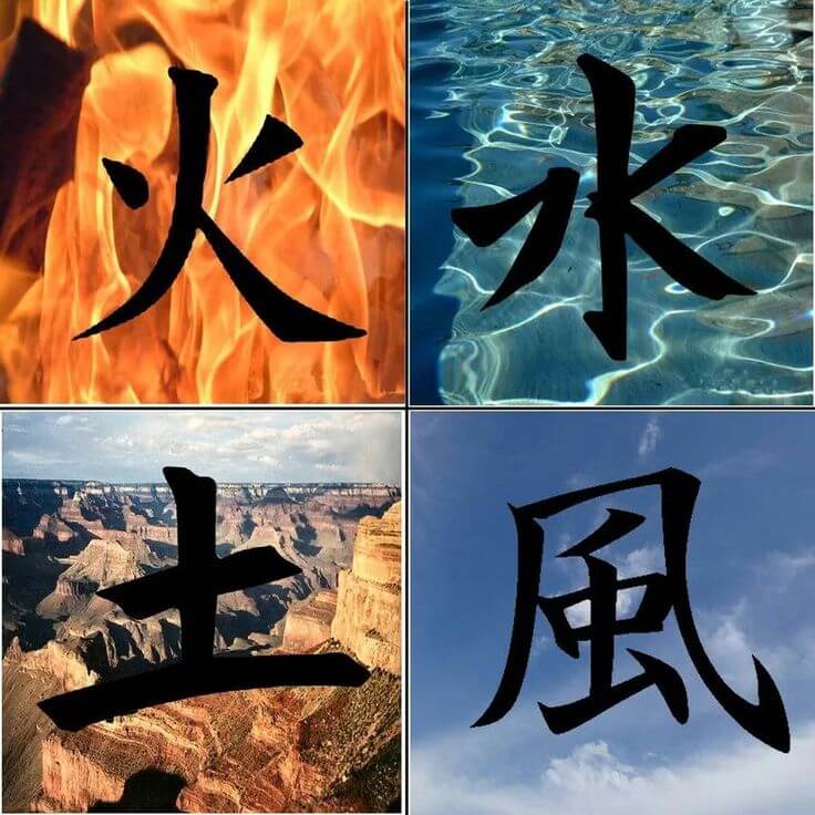 Японские иероглифы стихий