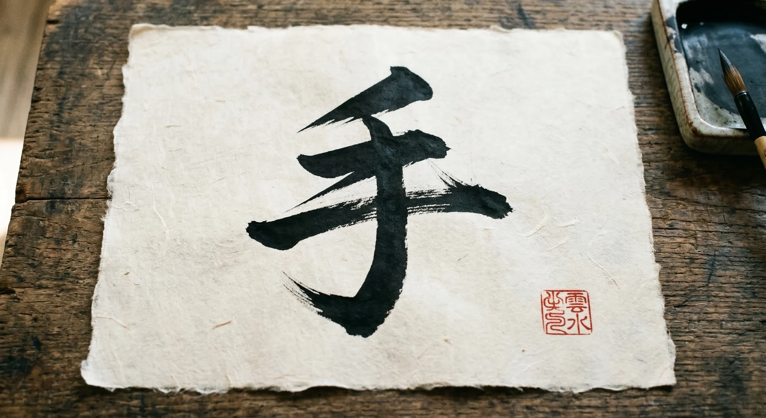 Кандзи 手 (рука) — каллиграфия сёдо